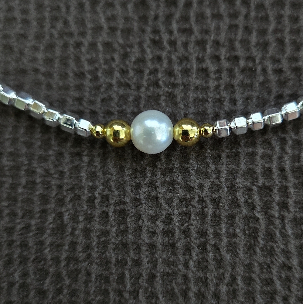 Iris & Lily Freshwater Pearl and Silver🤍 Blocks Necklace- NWT - Picture 2 of 16